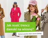 Kobiety w trenczach i czapkach z daszkiem, z kwiatami w dłoniach. Inspiracje na modę na wiosnę.