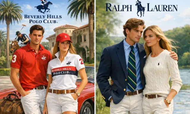Para obok siebie w strojach Beverly Hills Polo Club i Ralph Lauren, uosabiających styl życia i elegancję.